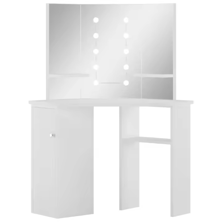 Tocador de esquina mesa de maquillaje con luz LED blanca - 1