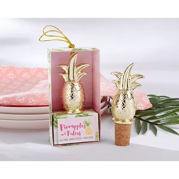 Lote 20 Tapones Botella Piña En caja de Regalo - Detalles Bodas Originales Unisex Recuerdos - 1