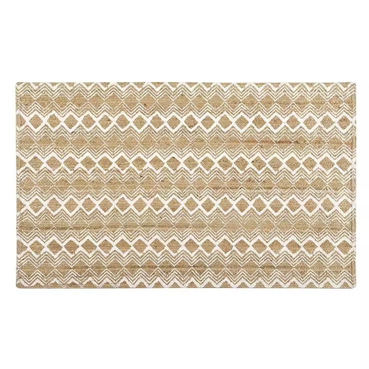 Alfombra de Yute Diseño Estampado Blanco 90x150 cm - Ambientes Mediterráneos y Nórdicos - Ecofriendly - Linea Paralela - 1