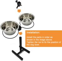 Comederos Bebedero para Perros Acero Inoxidable con Pie Soporte Juego de Cuencos Elevados Altura Ajustable 4 Tamaño Elegir - details 0
