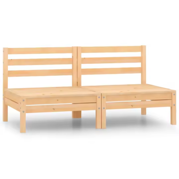 vidaXL Sofás centrales de jardín 2 unidades madera maciza de pino - 1