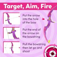 Juego De Tiro Para Niños Con Flechas LED Flash Pink Y Arco Con Almacenamiento En Quiver Cuerda De Caña De Pescar Para Niños Y Niñas - details 1