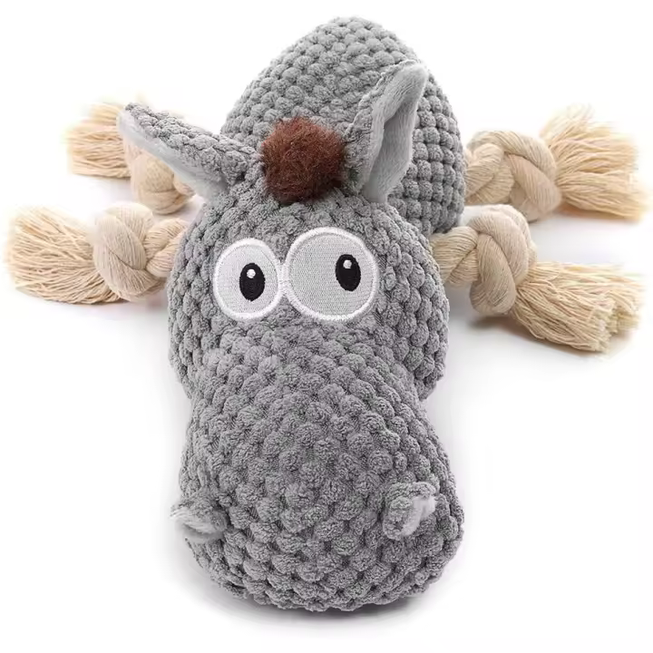 Juguete para perros grandes, chirriante, peluche para cachorros, perros pequeños, medianos y grandes (burro gris) - 1