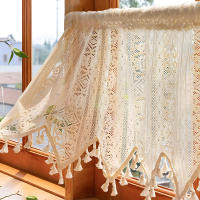 Cortinas Boho Tela Voile Transparente Para Cocina Sala De Estar Dormitorio Con Borlas Cortina Corta De Tela Transparente Filtro De Luz - details 0