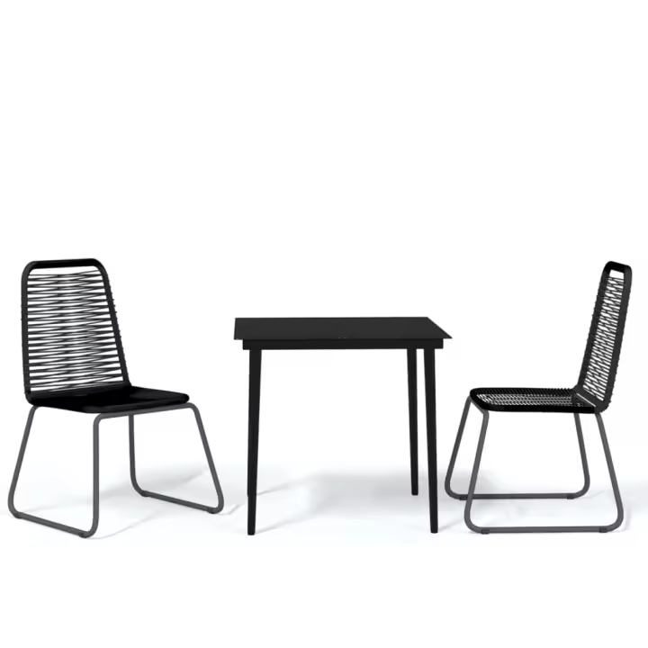 vidaXL Juego de comedor para jardín 3 piezas negro - 1
