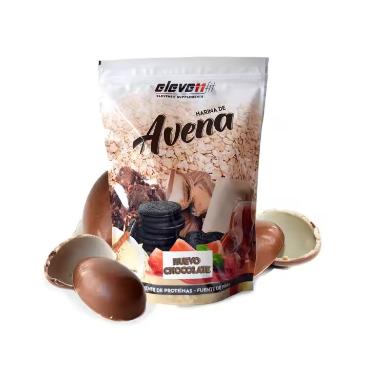 Eleven Fit Harina de Avena / Fuente de Hidratos de Carbono y Proteínas - Ideal para Tortitas - 18 Deliciosos Sabores - Efecto Saciante y Beneficios de Alta Nutrientes Sabor Huevo De Chocolate 1KG - 1