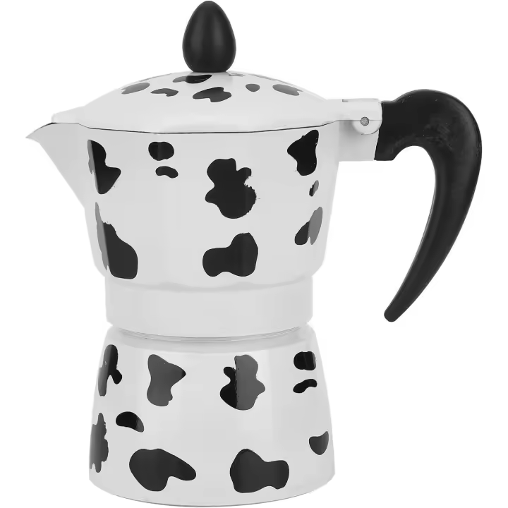 150ML Estampado de vaca Cafetera espresso Hervidor 3 tazas Cafetera espresso Hervidor italiano para uso en cafetería casera (3 cups of cow color 150ML) - 1