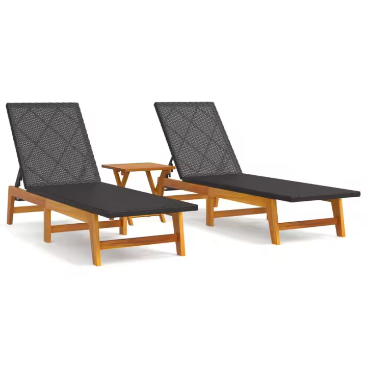 VidaXL Set de jardín Prado 2 tumbonas + mesa auxiliar madera de acacia - 1