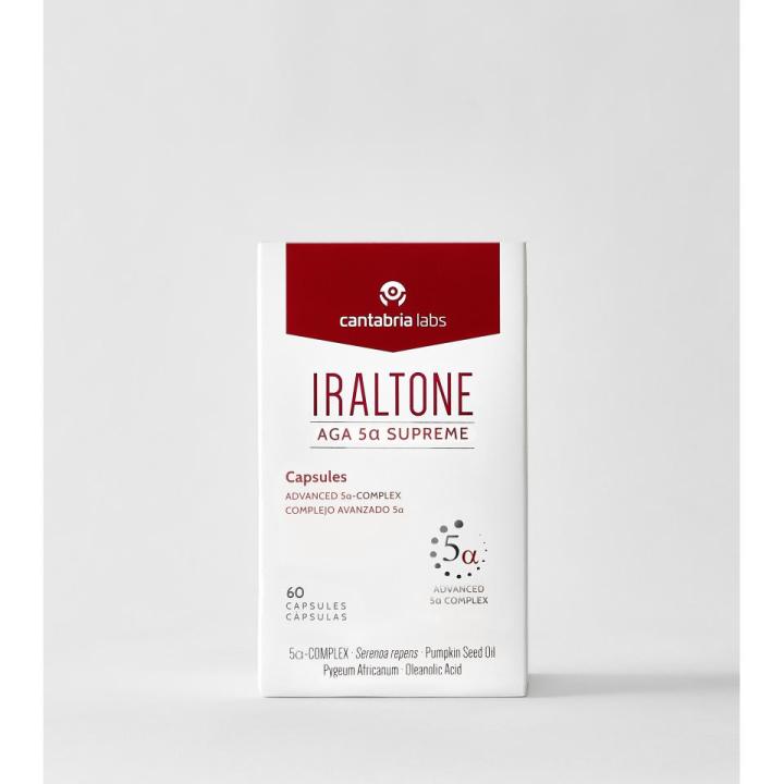 IRALTONE AGA 5a Supreme - Complemento Alimenticio para la Caída Capilar Crónica Severa, con Serenoa Repens y L-Cistina, 60 Cápsulas