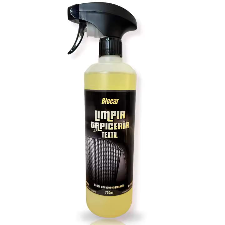 Blecar - Limpia Tapicerías Coche Textil - Limpia Alfombrillas, Techos y Asientos -Limpiador interior de coche - Elimina Manchas Difíciles - Limpiador Profesional para Piel Sintética y Tejidos Delicados - Limpiador de Tapicerías de Coche - 750 ml - 1