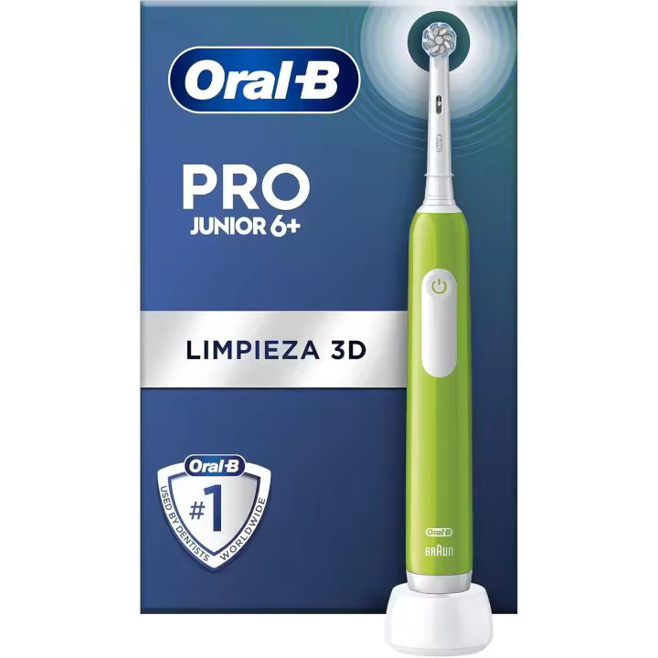 Oral-B Pro Junior cepillo de dientes eléctrico, 1 mango verde, 1 cabezal,  apto para niños mayores de 6 años - 1
