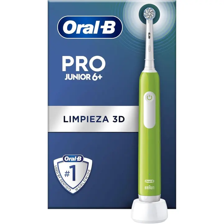 Oral-B Pro Junior cepillo de dientes eléctrico, 1 mango verde, 1 cabezal,  apto para niños mayores de 6 años - 1