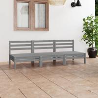 vidaXL Juego de muebles de jardín 3 piezas madera maciza de pino en color Marrón/Blanco/Gris | almacenamiento funcional diseño moderno para baño dormitorio sala - details 2