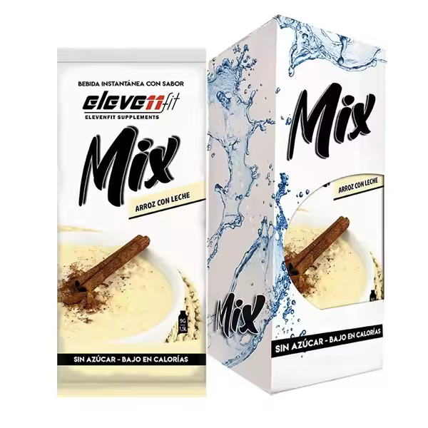 Eleven Fit Mix Instantáneo, Caja de 12 Sobres Sabor Arroz Con Leche - Prepara 1.5L de Bebida Saludable - Sin Azúcar, Baja en Calorías y Carbohidratos - Ideal para Agua/Leche, Cocinar y Preparar Postres - Mejora tu Dieta - Apto para Adultos y Niños - 1
