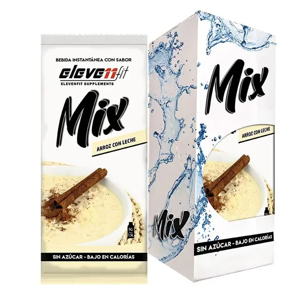 Eleven Fit Mix Instantáneo, Caja de 12 Sobres Sabor Arroz Con Leche - Prepara 1.5L de Bebida Saludable - Sin Azúcar, Baja en Calorías y Carbohidratos - Ideal para Agua/Leche, Cocinar y Preparar Postres - Mejora tu Dieta - Apto para Adultos y Niños - 1