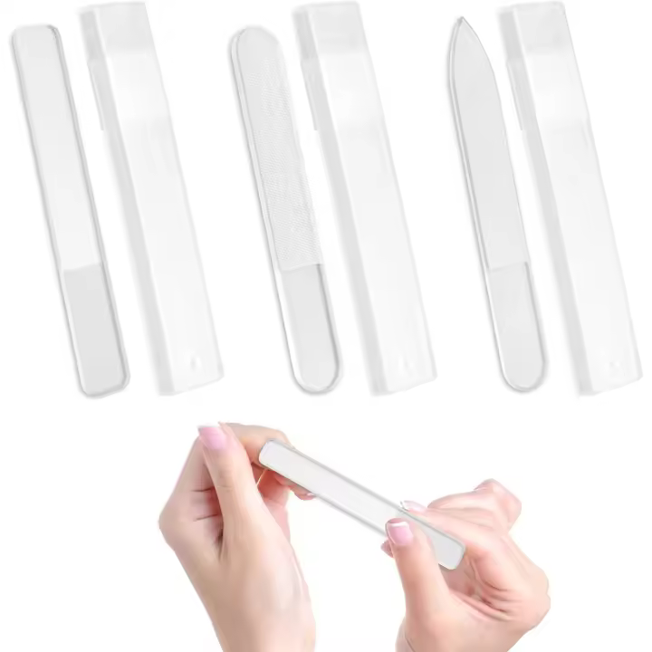 Lot De 3 Limes à Ongles En Verre Double Face, Lavables Professionnellement Pour Ongles Naturels, Précision En Nano-Verre, étui Rigide Inclus, Kit De Soins Féminins Professionnels (Blanc) - 1