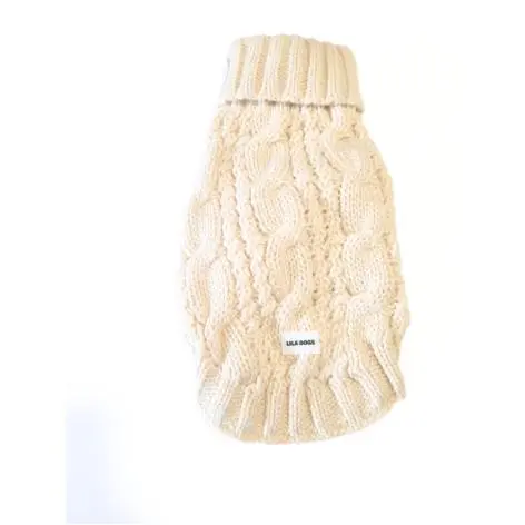 Jersey de lana para perro. Lana. Elástico, con cuello alto y con mangas. Color Beige. Marca Lila Dogs - 1