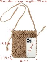 Bolso de hombro tejido a mano de paja de algodón Crochet Lassel Beach Bohemian Purse para Mujer - details 3