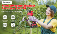 Tijeras de Podar Eléctricas Inalámbricas 1000W 50mm Pantalla LED Tijeras de jardinería recargablescon 2 Baterías de 21V 7500mAh y Cuchilla de Repuesto y Mochila para corte de ramas de frutas - details 0