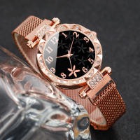 Reloj De Cuarzo Para Mujer Con Pulsera De Malla Y Hebilla Magnética Set De 2 Piezas Doble Fashion Con Dial De Flor Y Pulsera Estelar (Sin Caja) - details 2