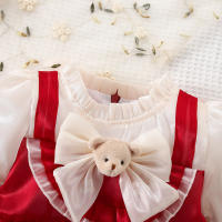 Vestido Lolita Para Bebé Niña 0-3 Años Con Doble Encaje Y Lazo Falso Dos Piezas Estilo Princesa Dulce Para Fiesta De Cumpleaños Primavera Otoño Material Algodón Y Poliéster Silueta A-line Manga Completa Longitud De Rodilla - details 8
