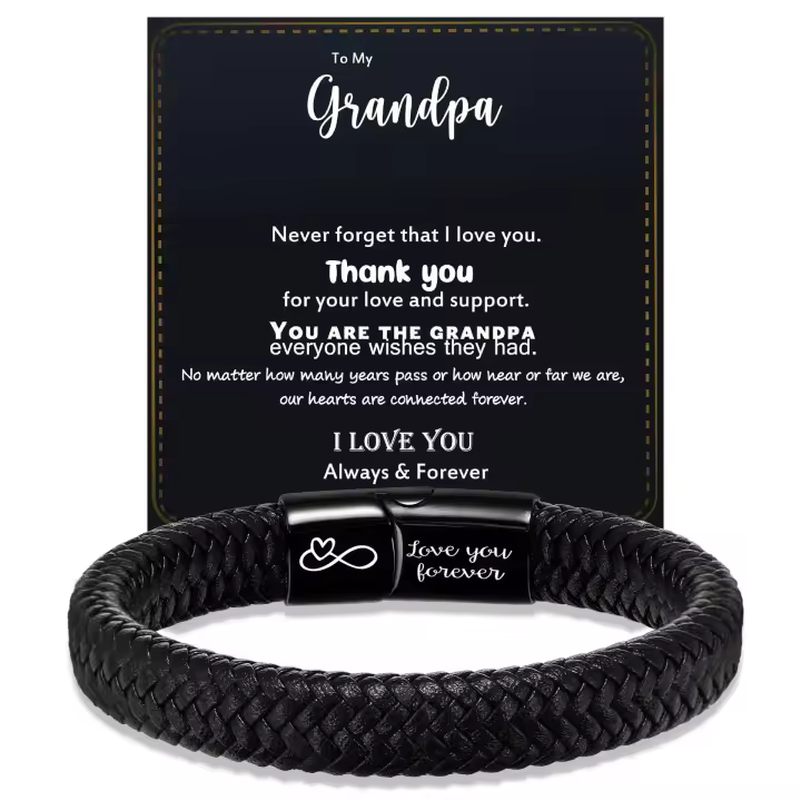 Pulsera de cuero para hombre, festival Gift, Aniversario, graduación, pulsera de cuero Grabado, pulsera de cuero con Amor Infinity - 1