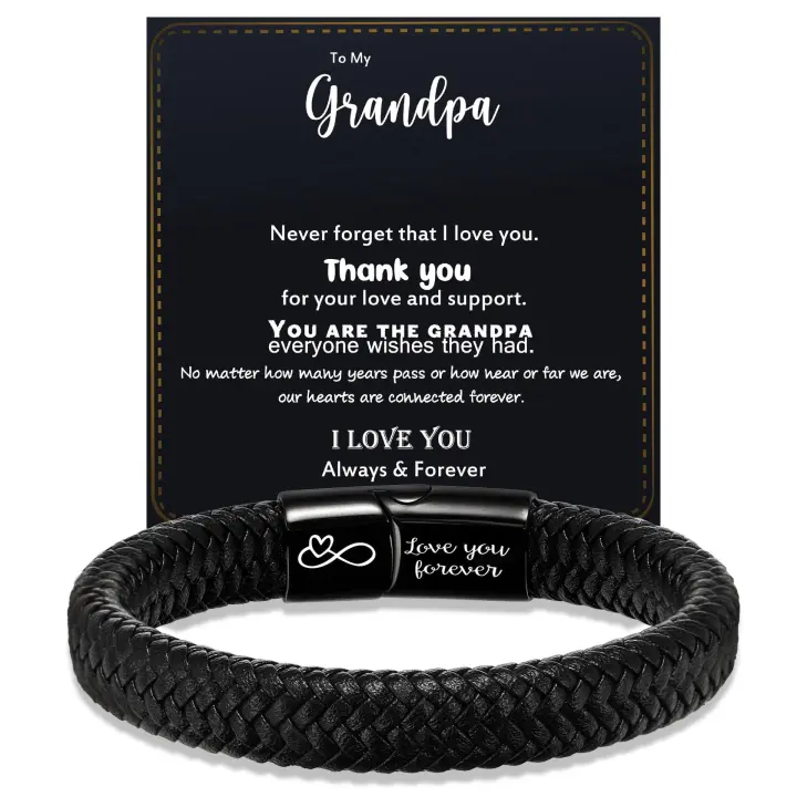 Pulsera de cuero para hombre, festival Gift, Aniversario, graduación, pulsera de cuero Grabado, pulsera de cuero con Amor Infinity - 1