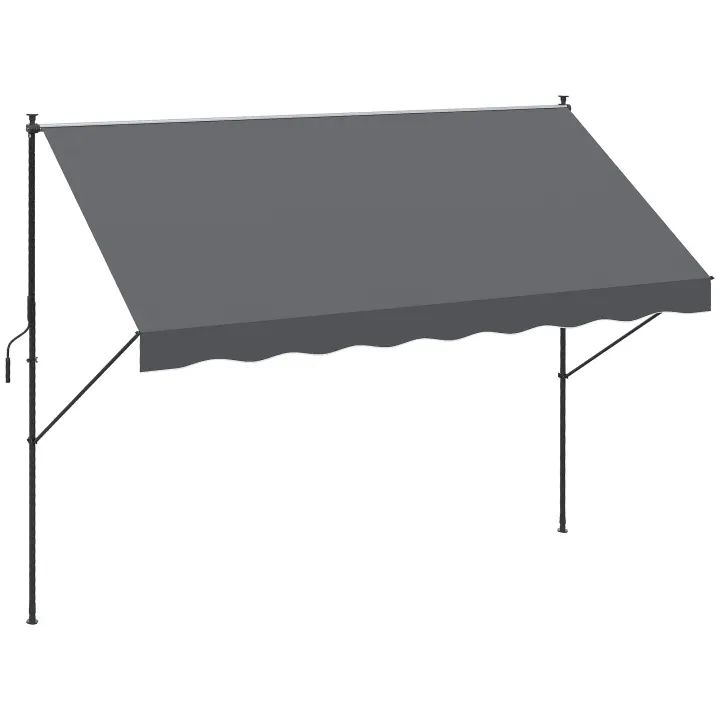 Outsunny Toldo Manual Retráctil 300x170x200-290 cm Toldo Ajustable con Manivela Protección Solar UV40+ Prueba de Viento para Balcón Jardín Terraza Gris - 1