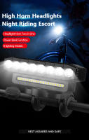 Luz delantera de bicicleta recargable por USB, bocina de Ciclismo de 120dB, resistente al agua, 6 modos de iluminación, fácil de instalar - details 0