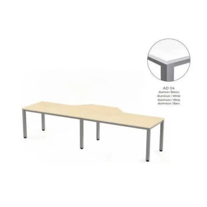 MESA EN FORMA DE L EXECUTIVE DE ROCADA 320x120x80 COLOR ALUMINIO/BLANCO - 1