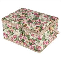 Caja De Artesanía Con Manija Caja De Almacenamiento Floral Para Tejido Caja De Costura Organizador Doméstico Para Materiales De Manualidades - details 1