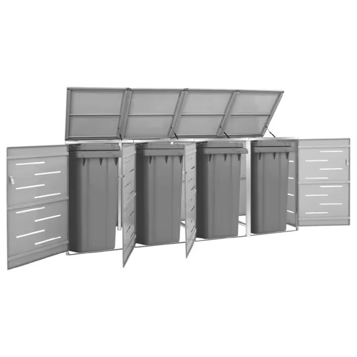 vidaXL COBERTIZO PARA 4 CONTENEDORES BASURA ACERO 276,5X77,5X112,5 CM - 1
