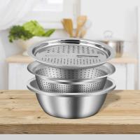 Cortador De Verduras 3 En 1 Rallador De Acero Inoxidable Con Cesta De Encaje Cocina Accesorios Bowl Para Ensalada Herramientas De Frutas Y Verduras - details 0