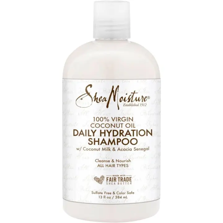 Shea Moisture Champú de hidratación diaria con aceite de coco virgen 100% con leche de coco y acacia Senegal, para limpiar y nutrir todo tipo de cabello, 384 ml - 1