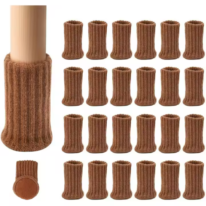 24 Pares de calcetines de DOT antideslizantes para patitas de Silla, evitan arañazos y reducen El Ruido, se muevan facilmente, color marrón - 1