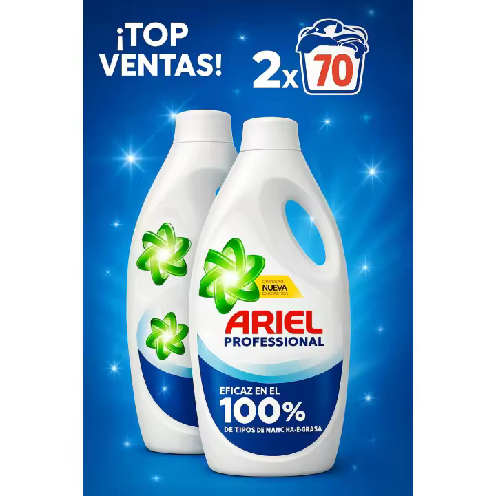 "Ariel Profesional - Detergente Líquido (70 Lavados) - Pack x2 Botellas (6,30L Total) - Limpieza Profunda y Eficaz" - 1