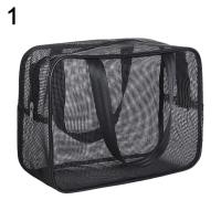 Bolsa De Baño Portátil Malla Almacenamiento De Maquillaje Y Toallitas Para Viajes Organizador Rectangular Ecológico De Nylon Y Malla - details 9