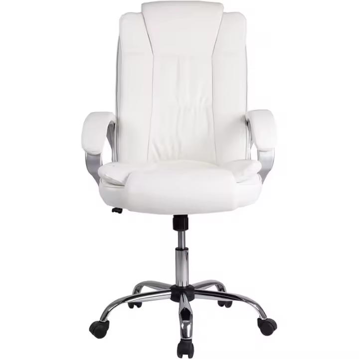 Romo Silla Oficina Ergonómica con Reposabrazos y Altura Regulable en Piel Sintética Blanca - 1