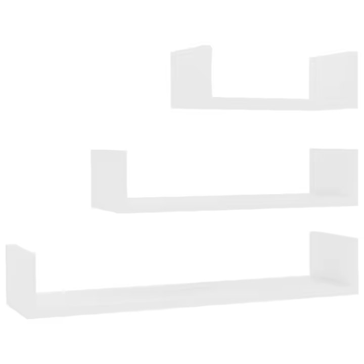 Estante de pared 3 piezas madera contrachapada blanco - 1