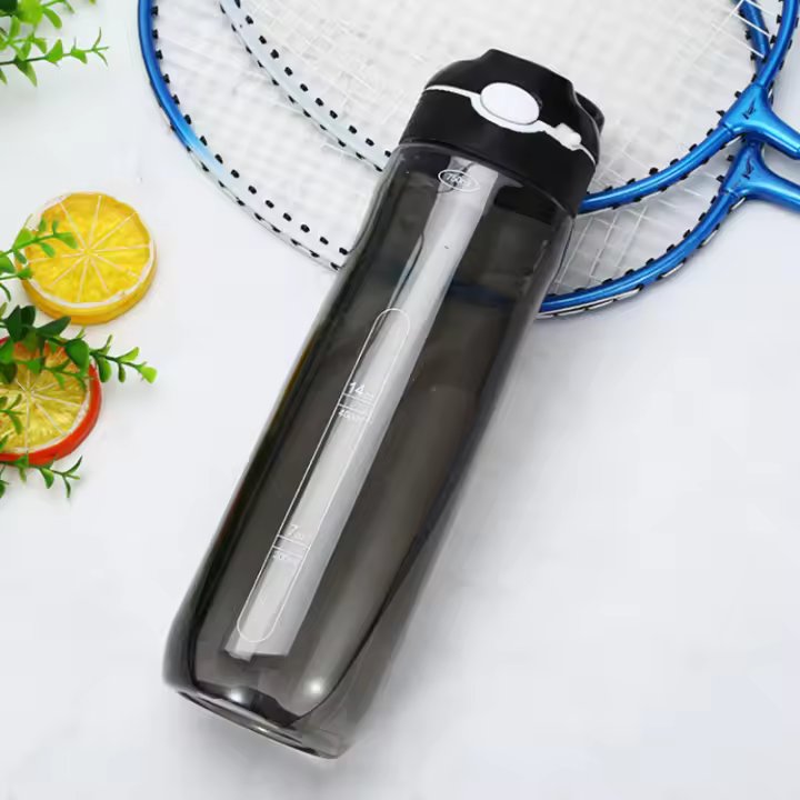 Botella Deportiva De 750ml Con Tapa De Agua Para Camping Senderismo Exterior Plástico Transparente Libre De BPA Para Hombres - 1