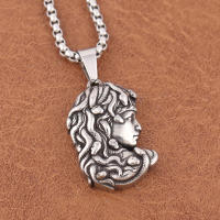 Collar Colgante Medusa Pequeño Tamaño Vintage Estilo Gótico Acero Inoxidable Mitología Griega Para Hombres Y Mujeres Regalo De Fiesta Joyería - details 1