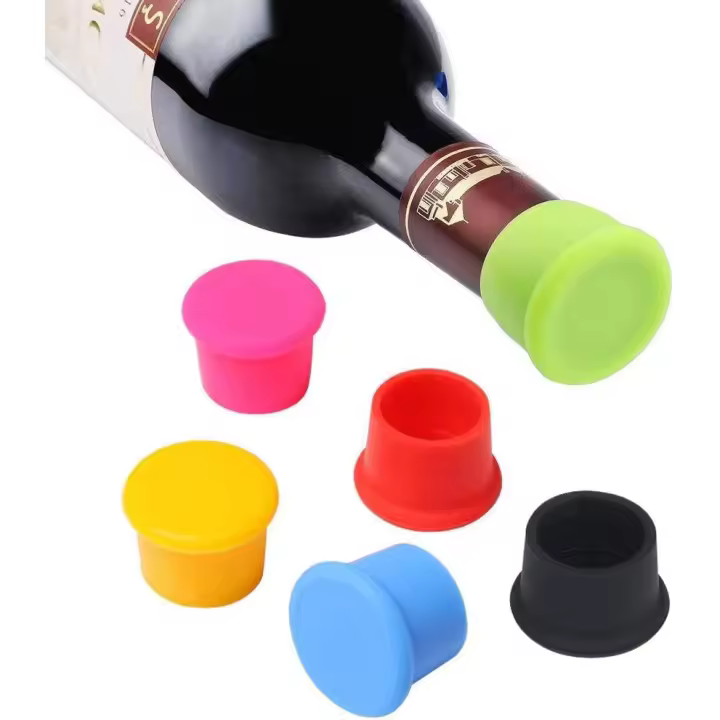 6 Pcs Wine Bottle Caps Reusable Silicone Stopper Cap,Keep Flesh for Wine Beer Champagne Alcohol Sparkling Wine - 1