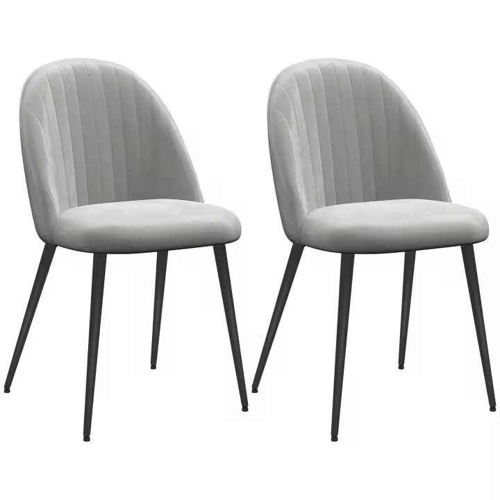 HOMCOM Pack de 4 Sillas de Comedor Modernas Sillas de Cocina Tapizada en Terciopelo con Respaldo Alto y Patas de Acero para Sala de Estar 50x52x83 cm - 1