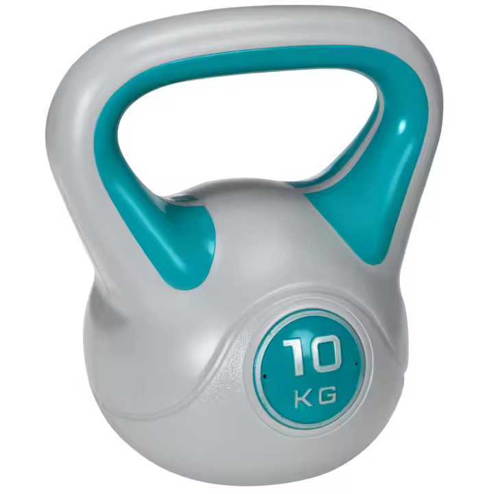SPORTNOW Pesa Rusa 10 kg Kettlebell Revestimiento de PU y Relleno de Arena Mango Ancho para Entrenamiento Culturismo en Casa Gimnasio 22x16x26 cm - 1
