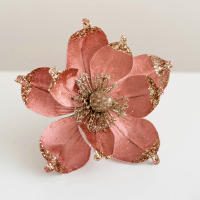 Flores Artificiales De Glitter 20cm Cabezas De Flor Magnolia Con Lentejuelas Para Decoración De Mesa En Vaso Y Fiestas Cumpleaños Bodas - details 9