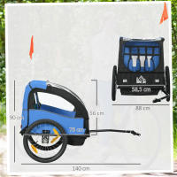 HOMCOM Remolque de Bicicleta para Niños +18 Meses Cochecito para Transporte de 2 Plazas con Cinturón de Seguridad Espacio de Almacenamiento y Sistema de Amortiguador 140x88x90 cm - details 2