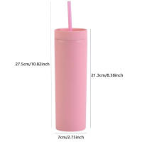 Taza De Plástico Doble Capa Con Gran Capacidad Y Alto Valor Estético Taza De Bebida Fría Con Tubo Recto Taza Portátil Con Pajita Para Adultos - details 5