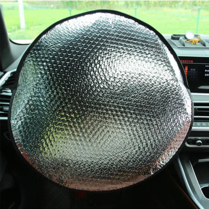 Parasol Para Coche Plegable De Aluminio Anti-UV Protección Solar Para Parabrisas Y Volante De Cuña Plateado Accesorios De Coche - 1