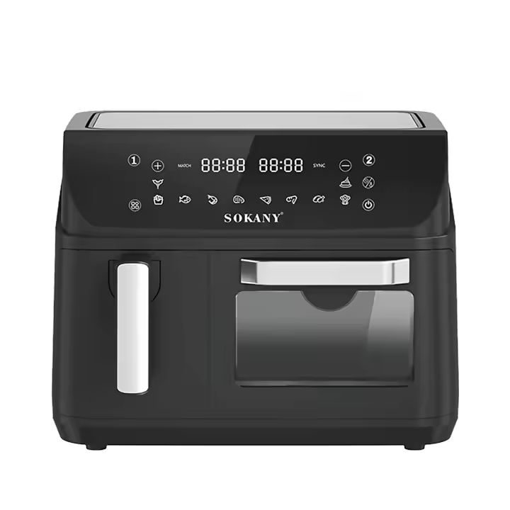 DAM. Freidora de aire y horno con 12,5L de capacidad, compartimento de 8,5L + cesta de 4L. Panel digital táctil, 2400W de potencia y ventana de visualización. 40x28x31cm. - 1