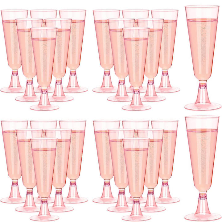 Flutes De Champán De Plástico Vajilla Para Vino 5 Oz Copas De Licor Rosas Para Fiestas De Año Nuevo Navidad Boda Cumpleaños